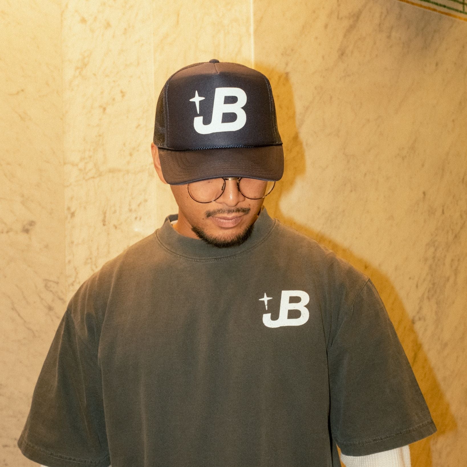 NAVY JUST BLESSED TRUCKER HAT (PRE-ORDER)